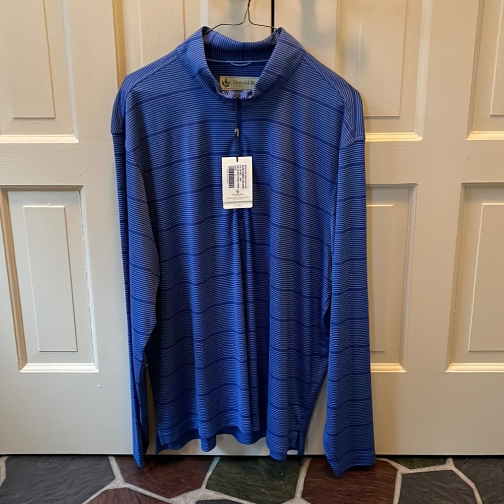 Men’s Large NWT Donald Ross sportswear Fairway Pullover Navy/Tonal Stripe Golf